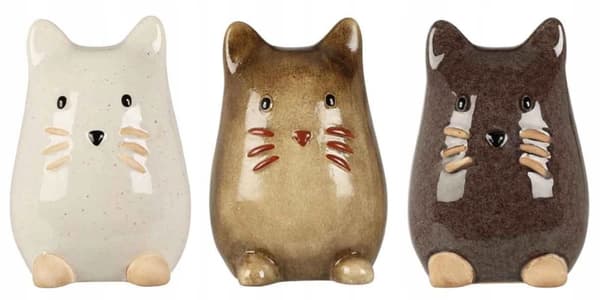 Dekorativ kattfigur i porslin 8,7 x 13 x 9,8 cm