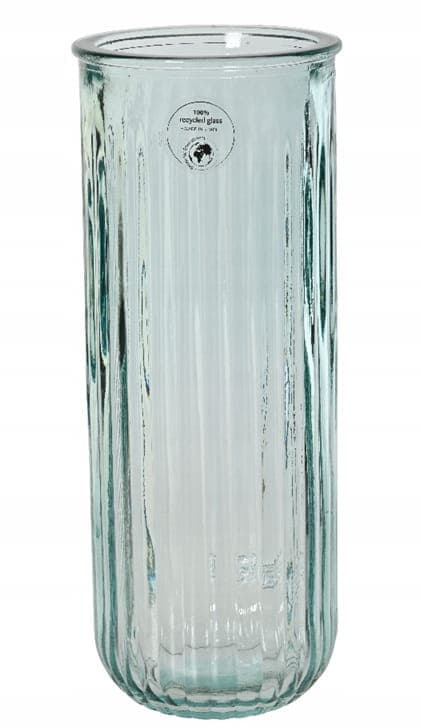 Glasvas 28x11cm Transparent ljusblå dekorativ