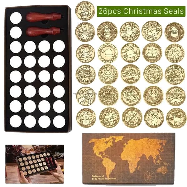Vaxsäteskit, Retro Kartdesign, DIY Scrapbooking Verktyg, 26-delars tätningssats NO22