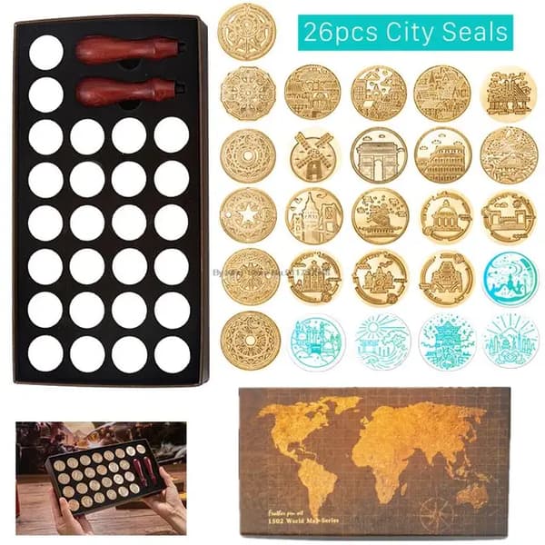 Voks Segl Kit, Retro Kort Design, DIY Scrapbooking Værktøjer, 26 stk Tætningspakningssæt NO19