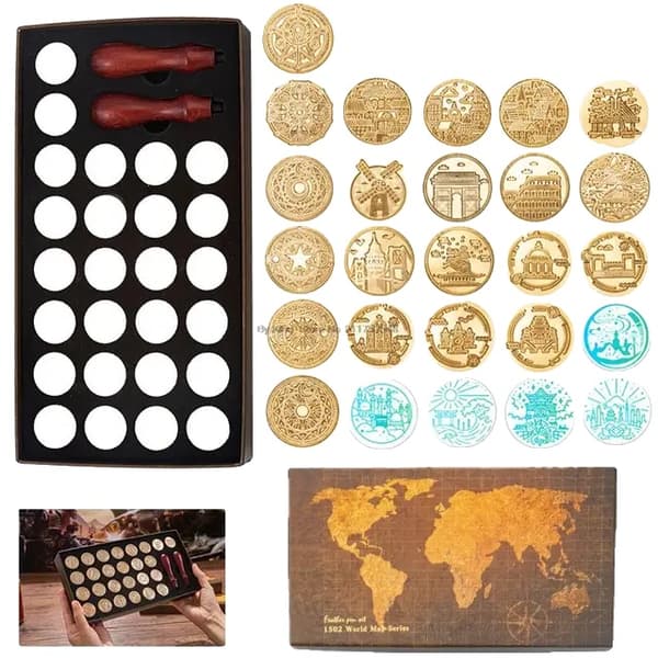 Voks Segl Kit, Retro Kort Design, DIY Scrapbooking Værktøjer, 26 stk Tætningspakningssæt NO19