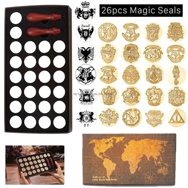 Vaxsäteskit, Retro Kartdesign, DIY Scrapbooking Verktyg, 26-delars tätningssats NO20