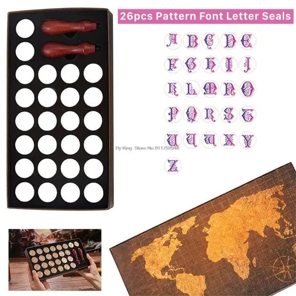 Voks Segl Kit, Retro Kort Design, DIY Scrapbooking Værktøjer, 26 stk Tætningspakningssæt NO6