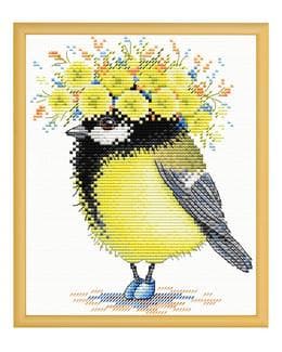 Broderikit Tavla Färgglad fågel