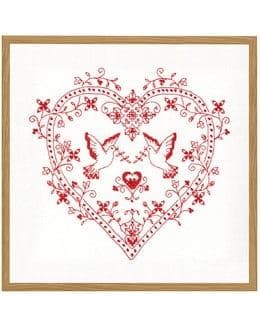 Broderikit Tavla Rött hjärta