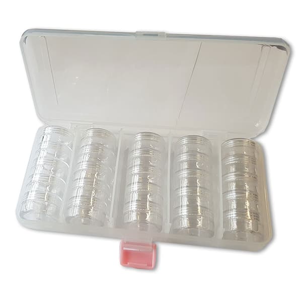 Akrylburkar i Set 25 st - Skruvlock - 1,5 cm hög - Inkl. Väska