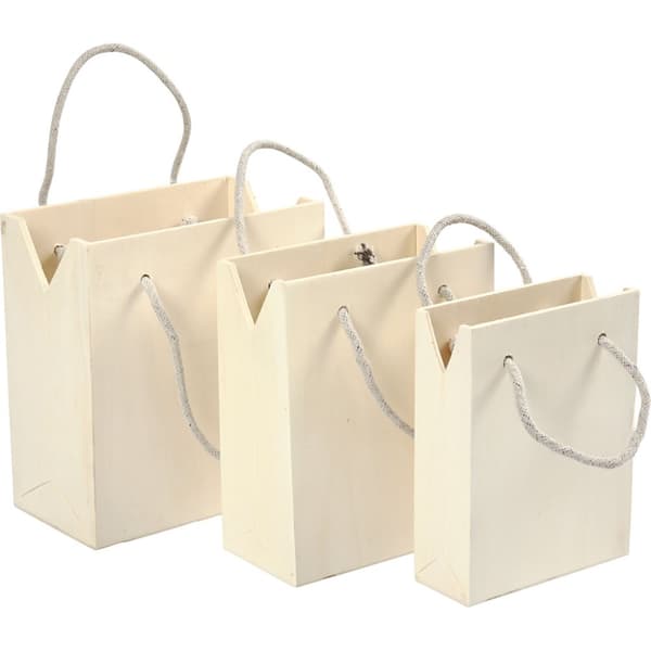 Presentpåsar med handtag - Plywood 3 st