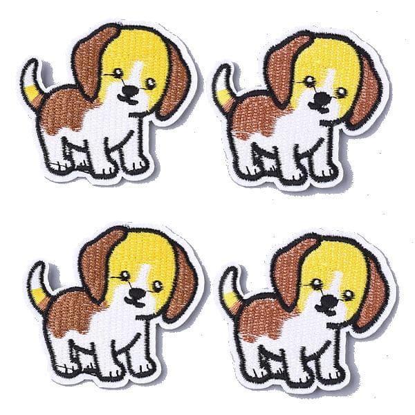 4 söta hund broderade tygmärken stryka på