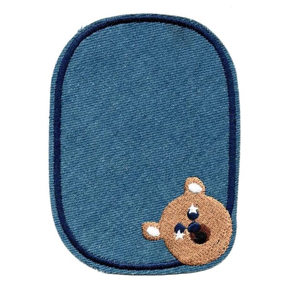 2 stycken stryka sy på tygmärken jeans med nalle