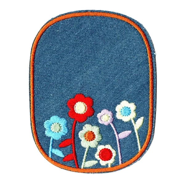 2 stycken stryka sy på tygmärken jeans blommor