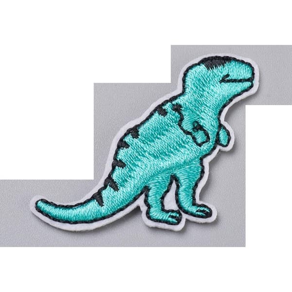 2 stycken stryka sy på tygmärken små dinosaurier