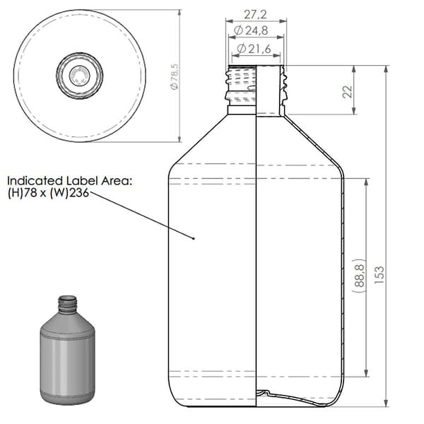PET Flaska med Kork 500 ml - 76 st - Pharma Veral