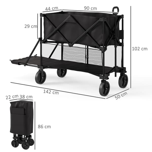 Trädgårdsvagn, 142x50x102 cm, Svart