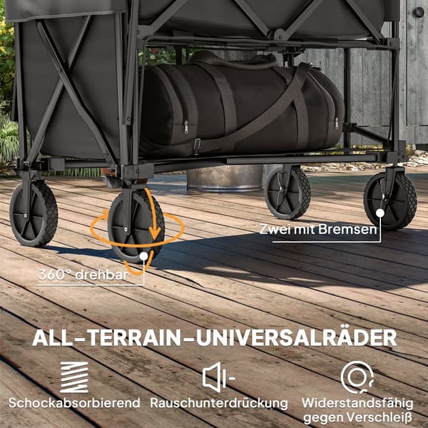 Trädgårdsvagn, 142x50x102 cm, Svart