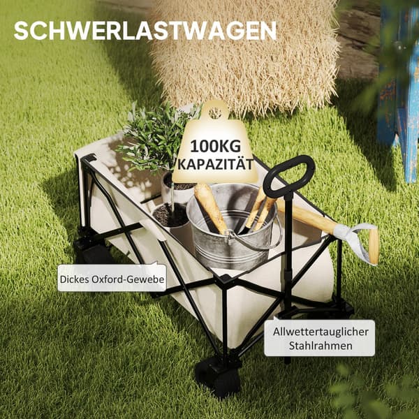 Trädgårdsvagn, 90x48x92 cm, Beige