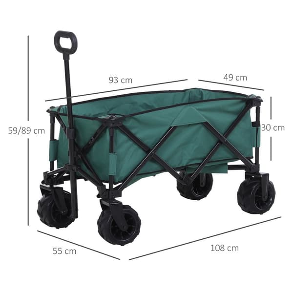 Hopfällbar Handvagn, 108x55x59-89 cm, Grön