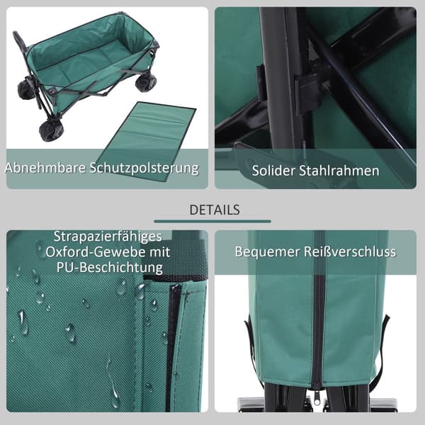 Hopfällbar Handvagn, 108x55x59-89 cm, Grön