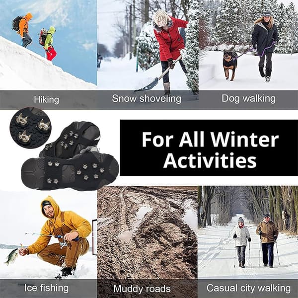 Crampons Ice Cleats Traction lumikahvat saappaisiin ja kenkiin kengänpiikkejä miehille, naisille, jotka kävelevät jäälumessa ja mudassa