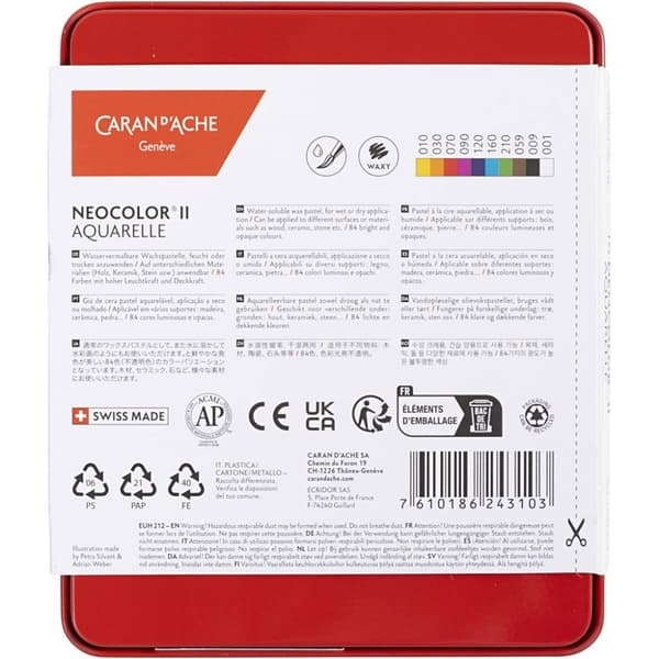 CARAN D’ACHE Neocolor II, L: 10 cm, tykkelse 8,5 mm, ass. farver, 10 stk./ 1 pk.
