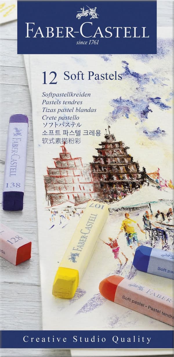Torrastellkrita Faber Castell mjuk 12