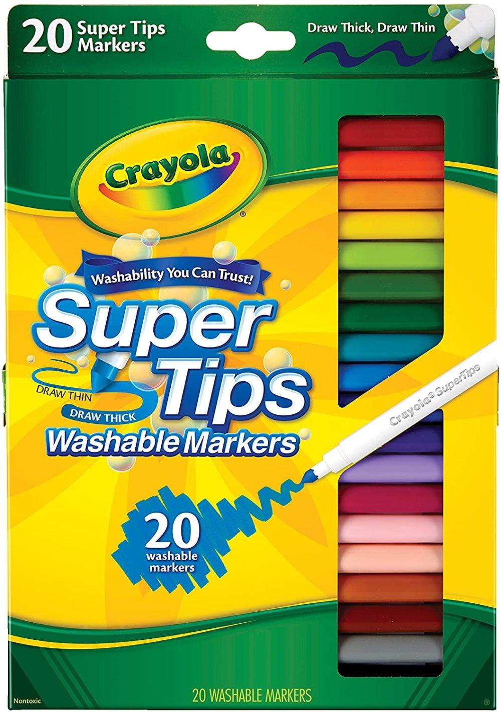 Crayola Super Tips Markers, Tvättbara Markers, 20 Count