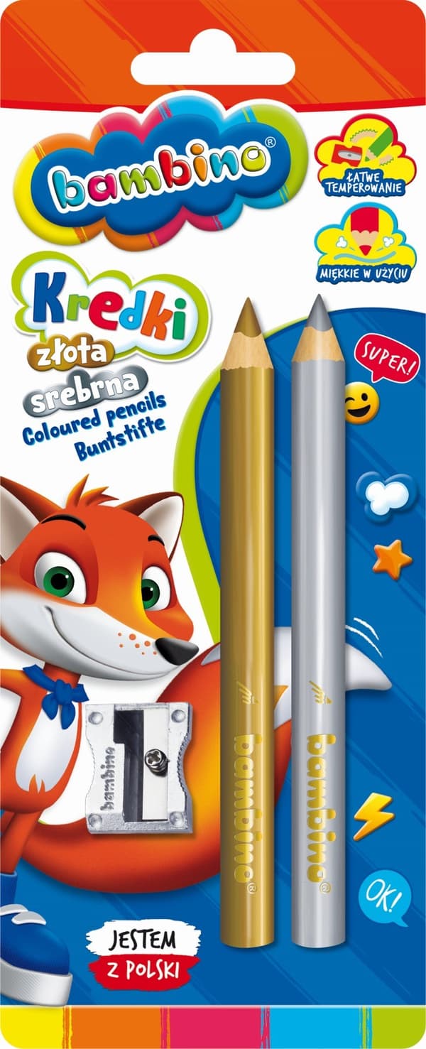 Jumbo kulta- ja hopeakynät + Bambino teroitin