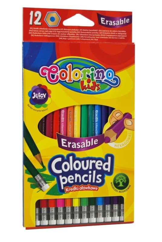 Sletbare blyantblyanter 12 farver Colorino