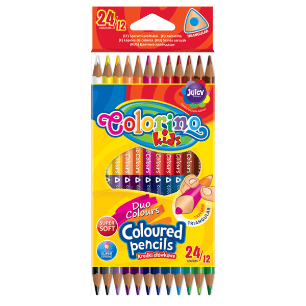 Trekantede to-farve blyant farveblyanter 12 stk / 24 farver Colorino
