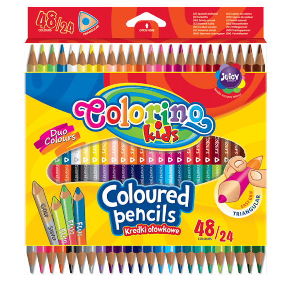 Trekantiga tvåfärgade pennkritor 24 st / 48 färger Colorino