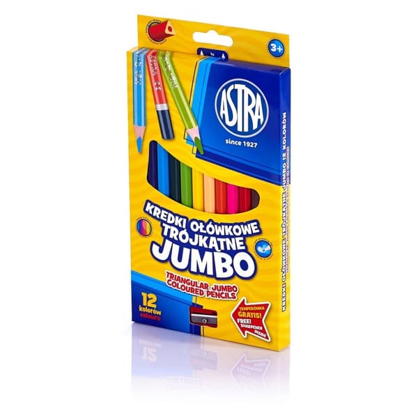 Jumbo triangulära pennor 12 färger Astra