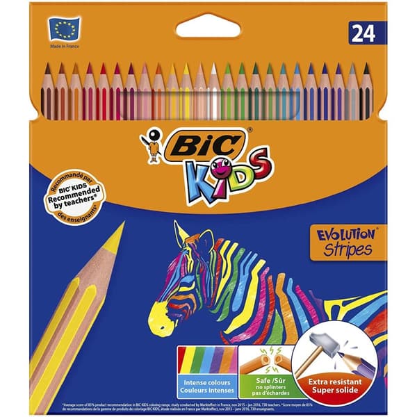 Bic Evolution Stripes pennor 24 färger nr. 9133