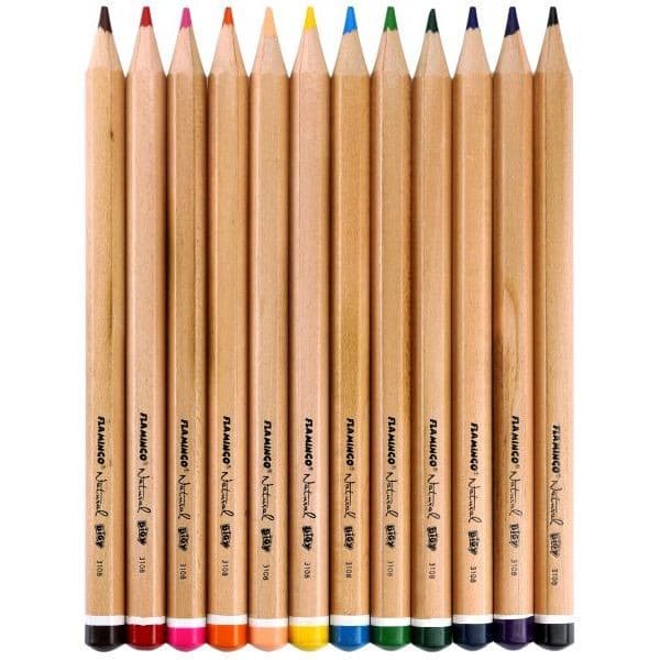 Tjocka Jumbo penna kritor 12 färger Natural Flamingo