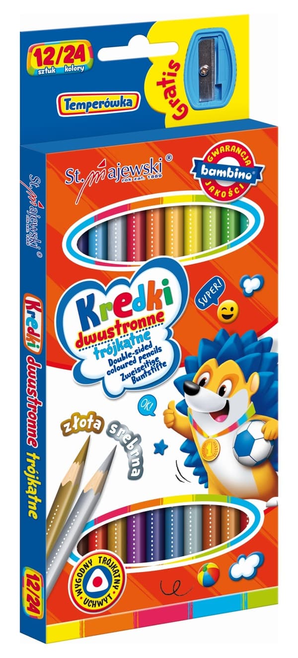 Kaksipuoliset kolmiokynät 12/24 väriä + BAMBINO teroitin