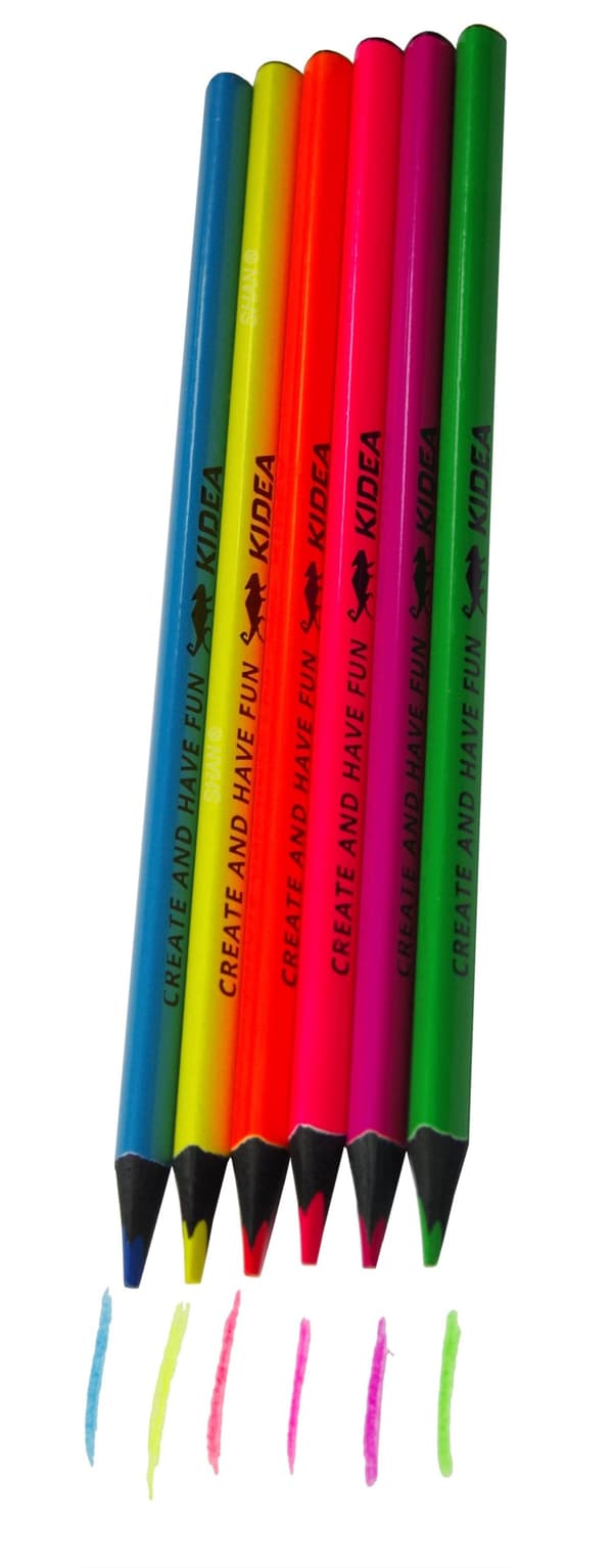 Kidea Neon trekantede farveblyanter 6 farver