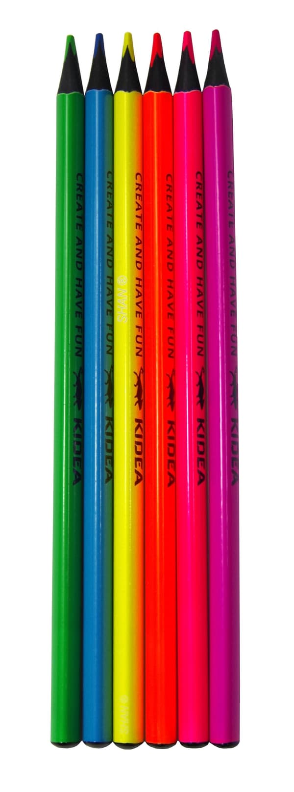 Kidea Neon trekantede farveblyanter 6 farver