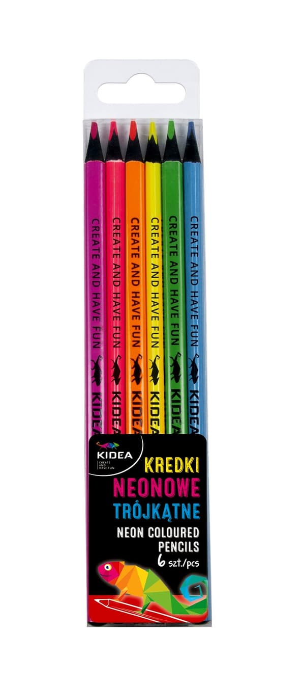 Kidea Neon trekantede farveblyanter 6 farver