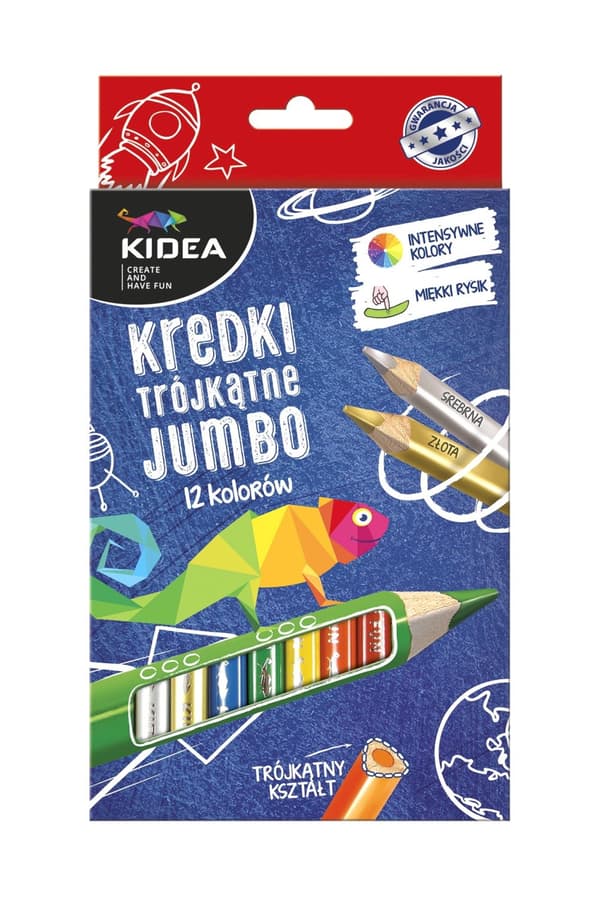 Kidea tykke trekantede farveblyanter 12 farver