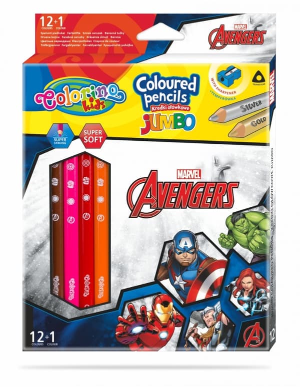 Jumbo triangulära pennor 13 färger Avengers Colorino