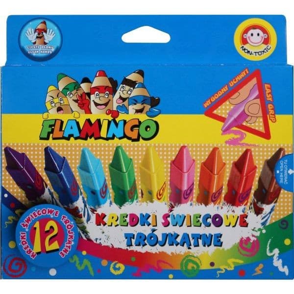 Triangulära vaxkritor 12 färger Flamingo
