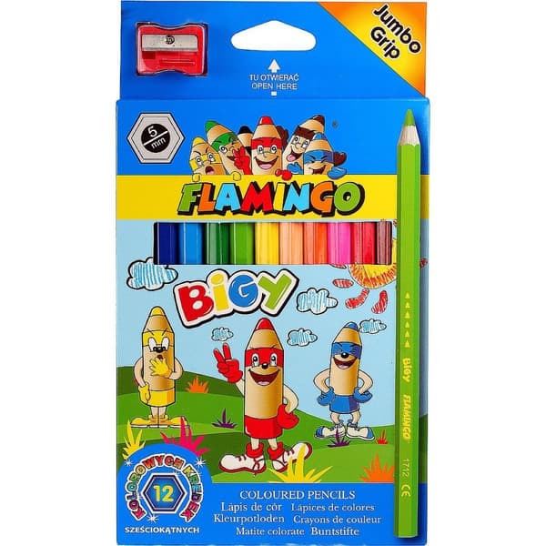 Bigy pennkritor 12 färger Flamingovässare