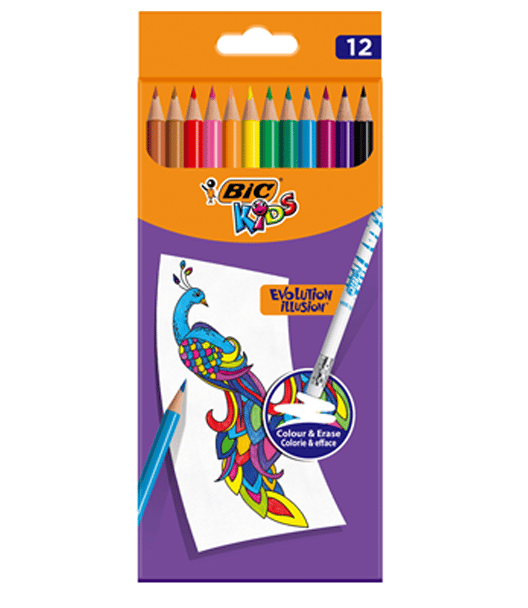 Bic Evolution Illusion pyyhittävät värikynät 12 väriä