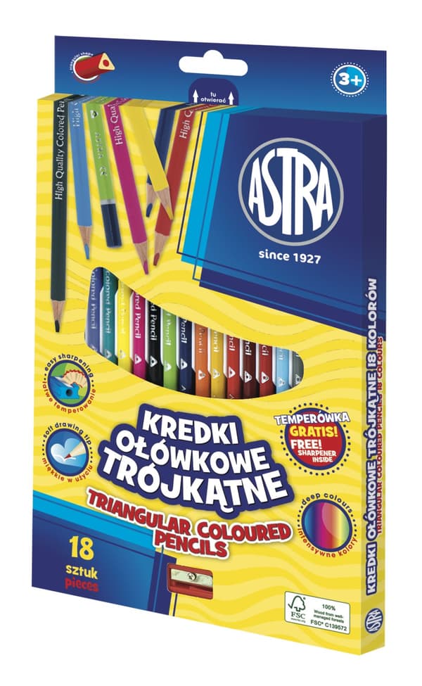 Astra 18-farve trekantede blyantblyanter