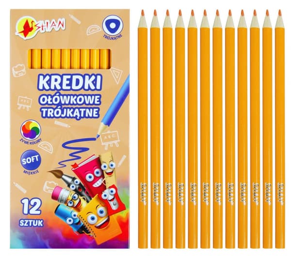 Shan Trekantet blyanter Gul Mørk 12 stk.
