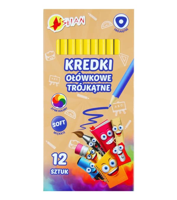 Shan Trekantet blyanter Gul Intense 12 stk.