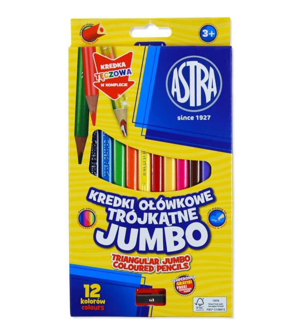 Trekantet Jumbo blyant farveblyanter 12 farver Astra