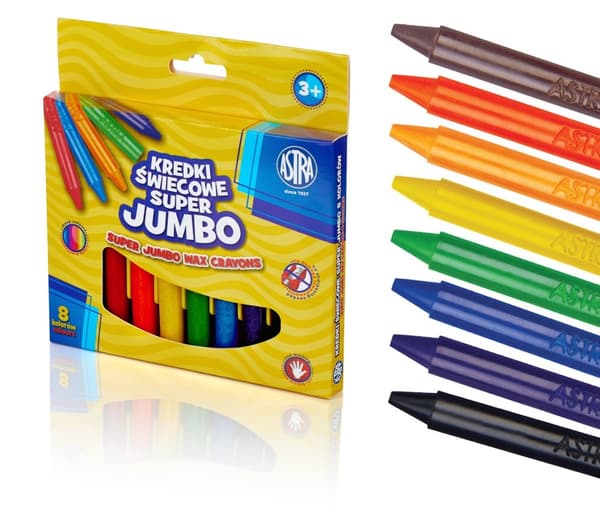 Super Jumbo vaxkritor 8 färger Astra