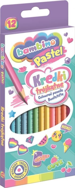 Trekantede pastelfarveblyanter 12k Bambino