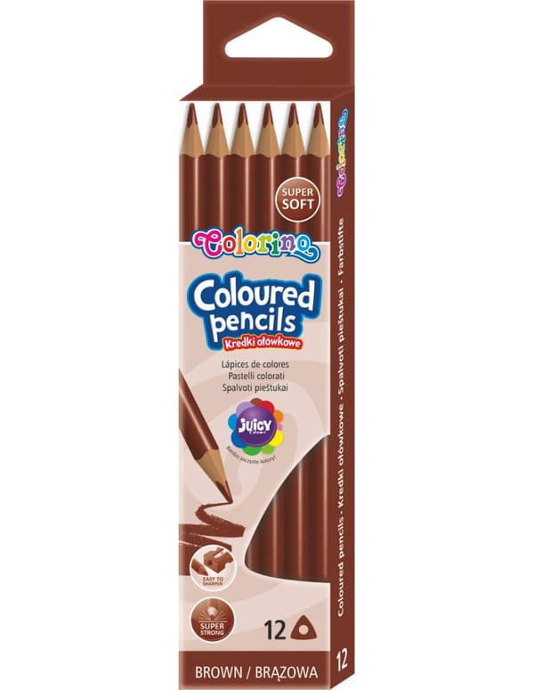Trekantiga pennkritor 12 st Colorino Brown