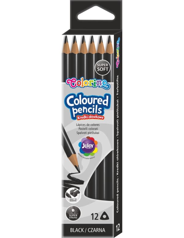Trekantet blyant farveblyanter 12 stk Colorino Sort