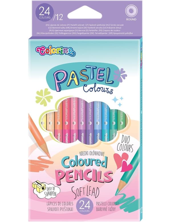 Dubbelsidiga pennkritor 12/24k Pastell Colorino